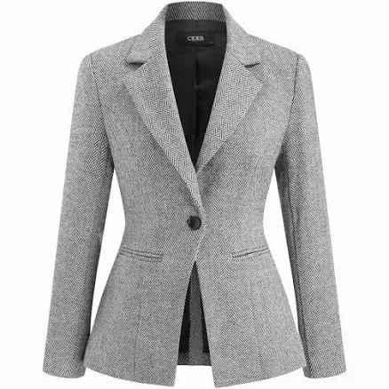 Woven Notched Collar Tie Back Split Button Blazer
