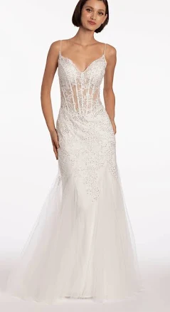Two Tone Sweetheart Beaded Lace Mermaid Dress with Godets Missy
