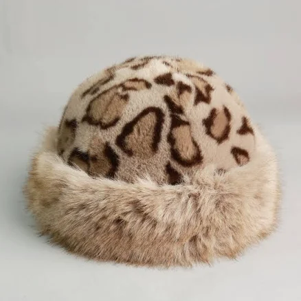 Faux Fur Leopard Bucket Hat
