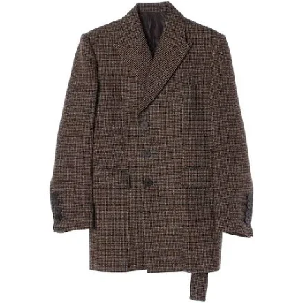Wooyoungmi Oversized Check Wool Blazer Strap Jacket