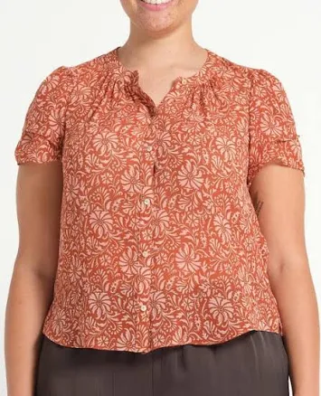 Estelle Women's Bellavie Relaxed Floral Button-Front Puff Sleeve Top