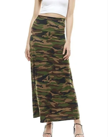 Azules Women's Camo Print Maxi Skirt, Made In Usa, S