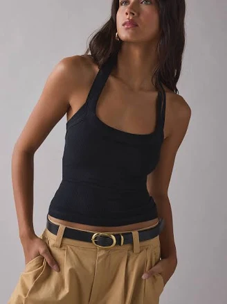 BDG Nova Ribbed Knit Cropped Halter Top