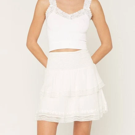 Shyanne Women's Embroidered Flutter Mini Skirt