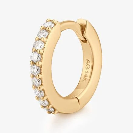 Aurelie Gi 14K Gold Pave Mini Diamond Huggie Earrings