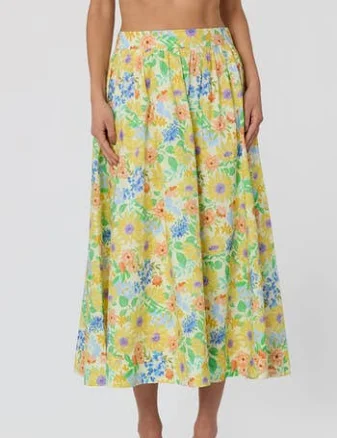 Astr The Label Jolie Floral Print Midi Skirt