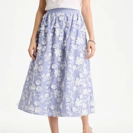 Chico's Women's Cotton Embroidered Floral Skirt