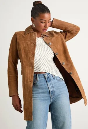 BLANKNYC Women's Suede Trench Coat