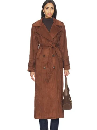 SNDYS Women's Sutton Faux Suede Trench Coat