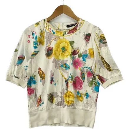 Leonard Short Sleeve Blouse M Cotton Multi Color Floral
