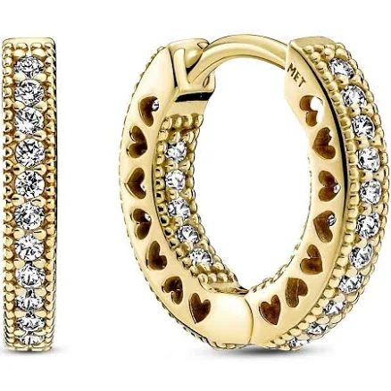 Pandora Pavé Heart Hoop Earrings with Clear CZ