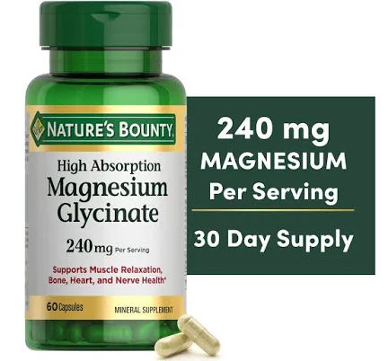 Nature's Bounty High Absorption Magnesium Glycinate 240 mg Capsules