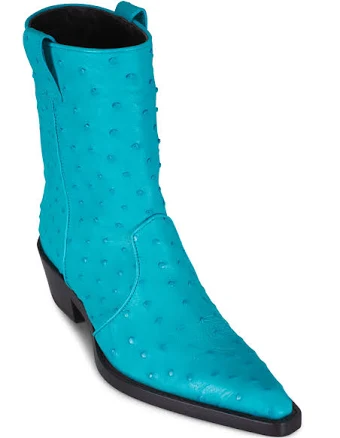 Khaite Women's Clive Crystal Blue Leather Ankle Boot, 35mm | 8 M by Mitchell Stores
