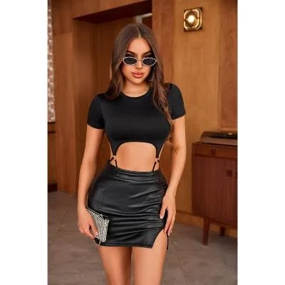 Avidlove Women's Cut Out Slim Fit Crew Neck Short Sleeve Lingerie Bodysuit