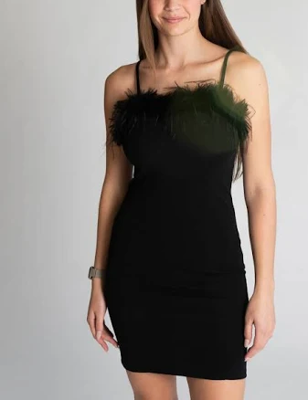 Cami Mini Dress with Feather Trim