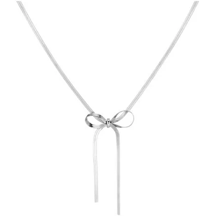 Aurate New York Women's Herringbone Bow Choker Necklace