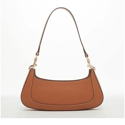 Susu Leather Baguette Bag Brown Purse 90s Small Shoulder Bag East West Y2K Underarm Bag Trendy Handbag for Everyday & Evening - BrownSusu Leather Baguette Bag Brown Purse 90s Small Shoulder Bag East W