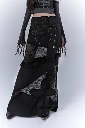 Lace Belted Cross Skirt