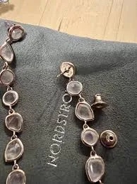 Monica Vinader MV Siren Mini Nugget Earrings Rose Quartz 18K Rose Gold Vermeil
