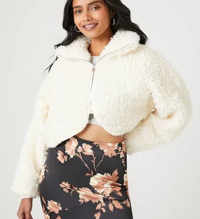 Faux Shearling Cropped Moto Jacket