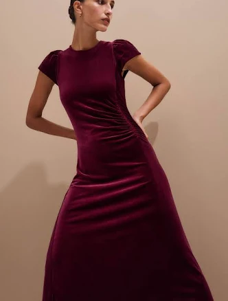 Me+em Women's Fluid Velour Draped Maxi Dress