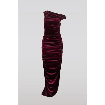 SAEMDI Women's Draped Velvet Maxi Dress