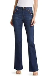 Wit & Wisdom Women's Skyrise Long Flare Jeans with Button TrimWit & Wisdom Women's Skyrise Long Flare Jeans with Button Trim