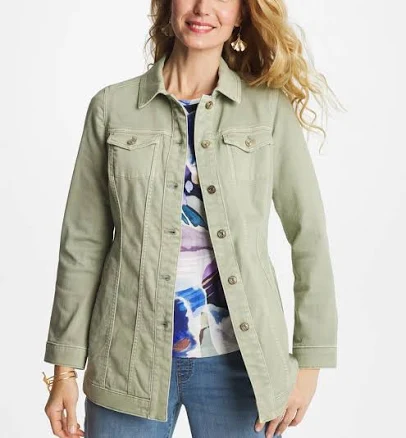 Chico's Women's Elongated Belted Denim Jacket