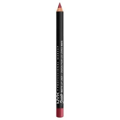 NYX Professional Makeup Suede Matte Velvet Smooth Vegan Lip Liner - Cherry Skies - 0.035oz: Medium Tones Pencil