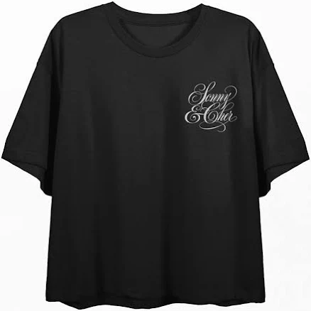 Sonny & Cher Women's Two Of Us Crew Neck Short Sleeve Crop Top