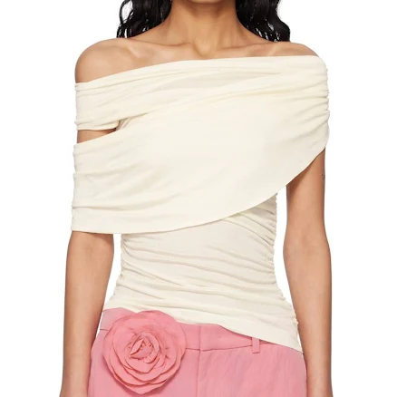 Blumarine Off-White Jersey Sablé Blouse