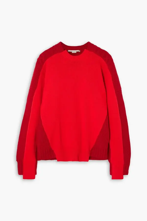 Two-tone Paneled Ribbed Sweater