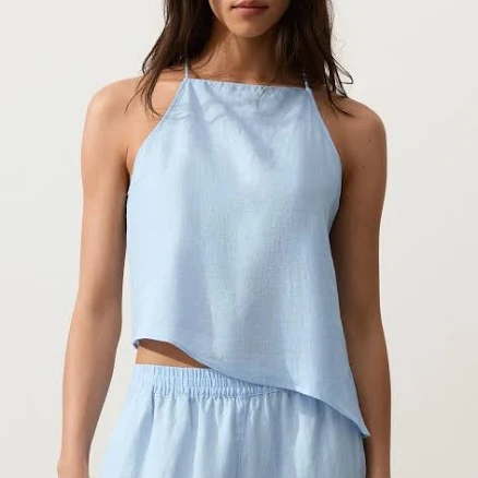 Asymmetric Linen Sleeveless Top