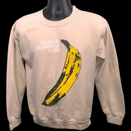 Velvet Underground Sweatshirt Beige Lou Reed Banana Album Adult Size