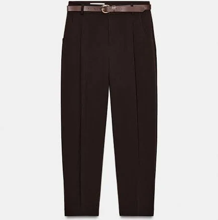 Zara Belted Pleated Pants