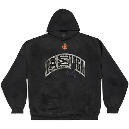 Balenciaga Men's Oversized Distressed Cotton-Jersey Hoodie