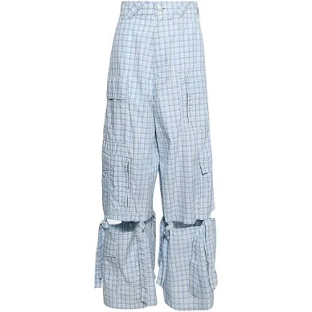 Natasha Zinko - checked-pattern cargo trousers - women - Cotton - M - Blue