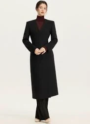 Cashmere Wool V Neckline Tailored Coat