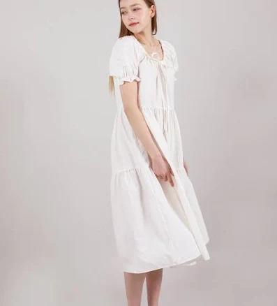 Romantic Shirring Long Dress