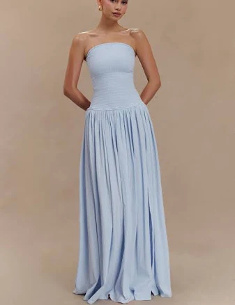MESHKI Maureen Cotton Shirring Maxi Dress