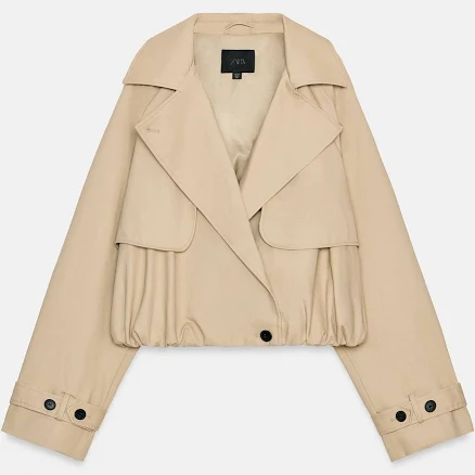 Zara Women's Straw Trench Coat with Balloon