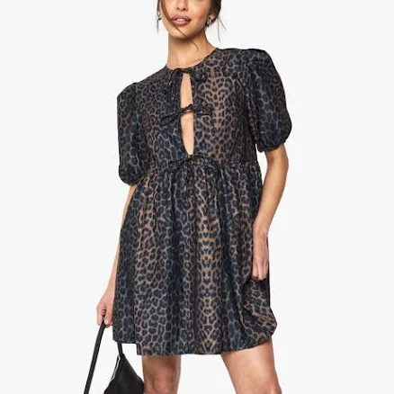 Boohoo Leopard Tie Front Mini Dress