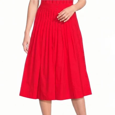 Current Air Coordinating Cotton Poplin Pintuck A-Line Midi Skirt Womens