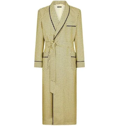 Tom Ford Men's Diamond Printed Satin Twill Robe - Green - Robes