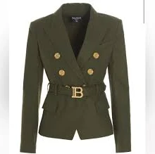 Balmain Belted Double-Breasted Blazer Jacket