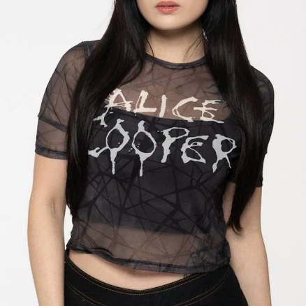 Alice Cooper Women's Dripping Logo Mesh Crop Top