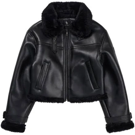 LEATHERY Oblique Oversized Leather Mustang Jacket
