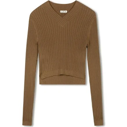 Point V-Neck Cable Sweater