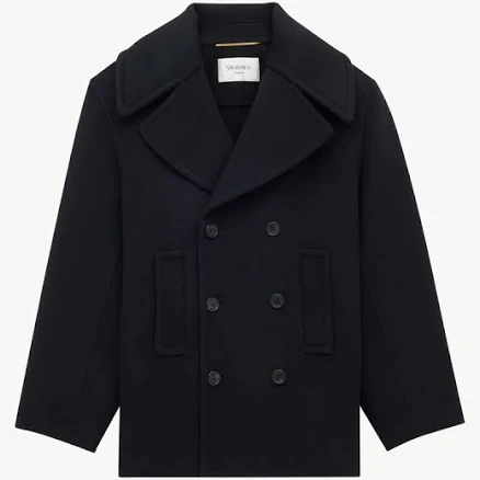 Saint Laurent Brushed Cashmere Wool Double-Breasted Peacoat