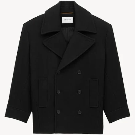Saint Laurent Oversized Peacoat In Wool - Black - Women - F36